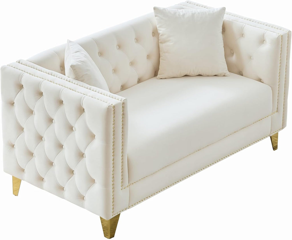 Elegant Velvet Nailhead Sofa – Stylish & Cozy 🛋️✨