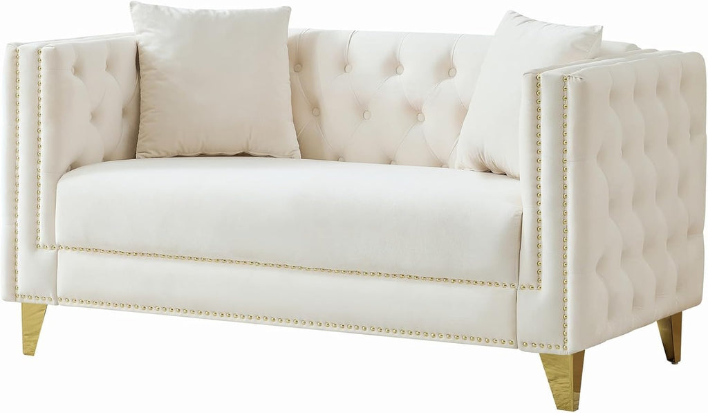 Elegant Velvet Nailhead Sofa – Stylish & Cozy 🛋️✨