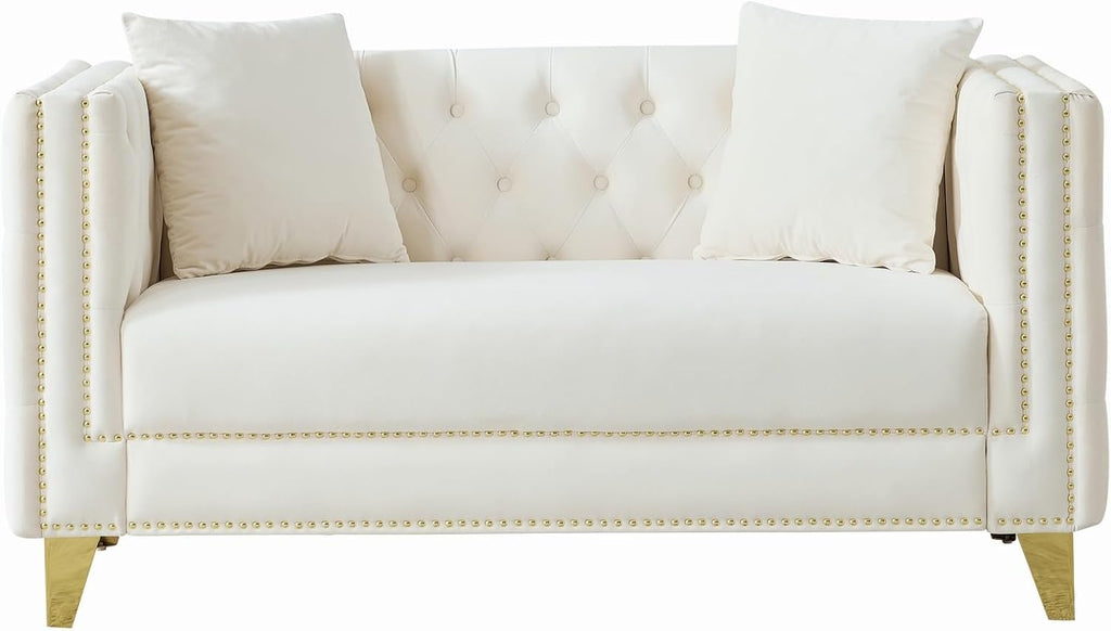 Elegant Velvet Nailhead Sofa – Stylish & Cozy 🛋️✨