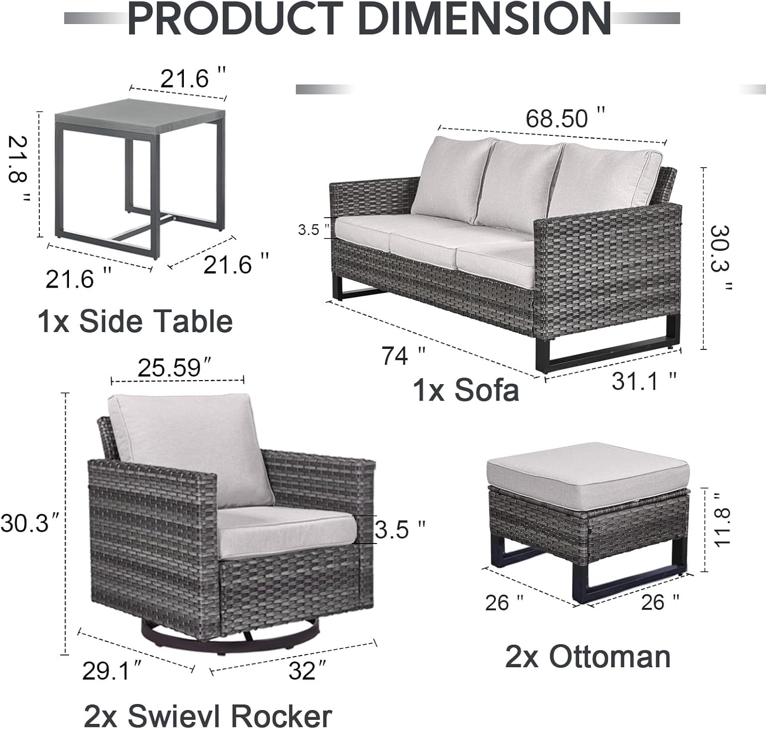 Outdoor 5-Piece Wicker Patio Furniture Set – Cozy & Stylish 🪑☀️
