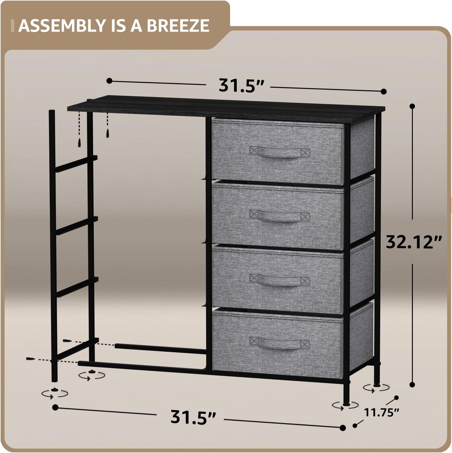 Space-Saving 5-Drawer Dresser – Stylish & Functional 🏡✨