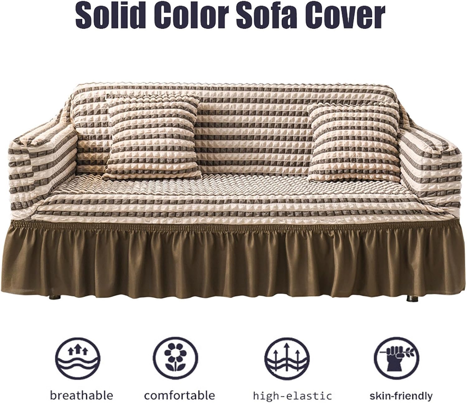 Seersucker Sofa Slipcover – Stretchy & Protective 🛋️✨