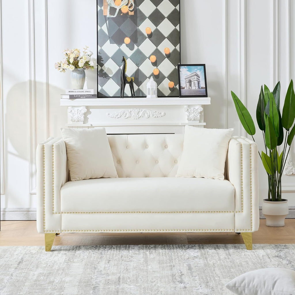 Elegant Velvet Nailhead Sofa – Stylish & Cozy 🛋️✨