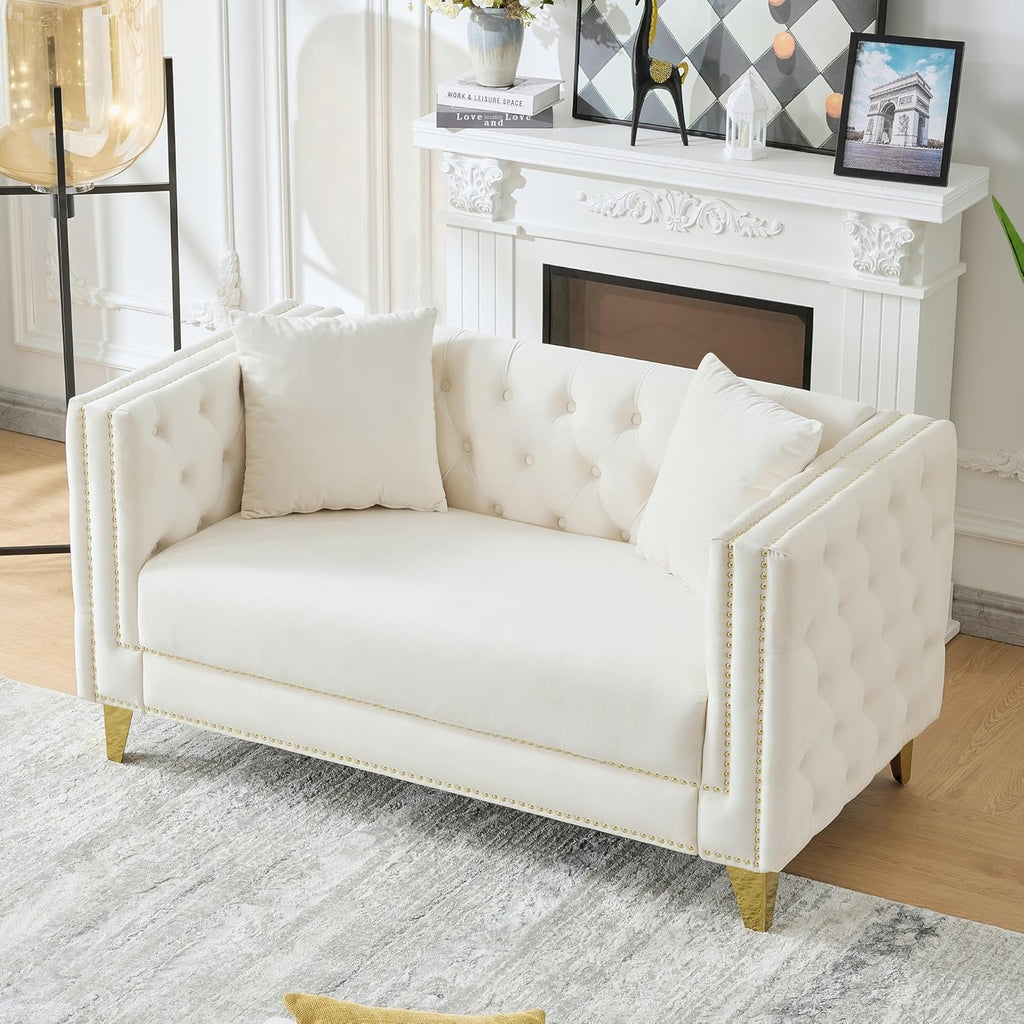 Elegant Velvet Nailhead Sofa – Stylish & Cozy 🛋️✨