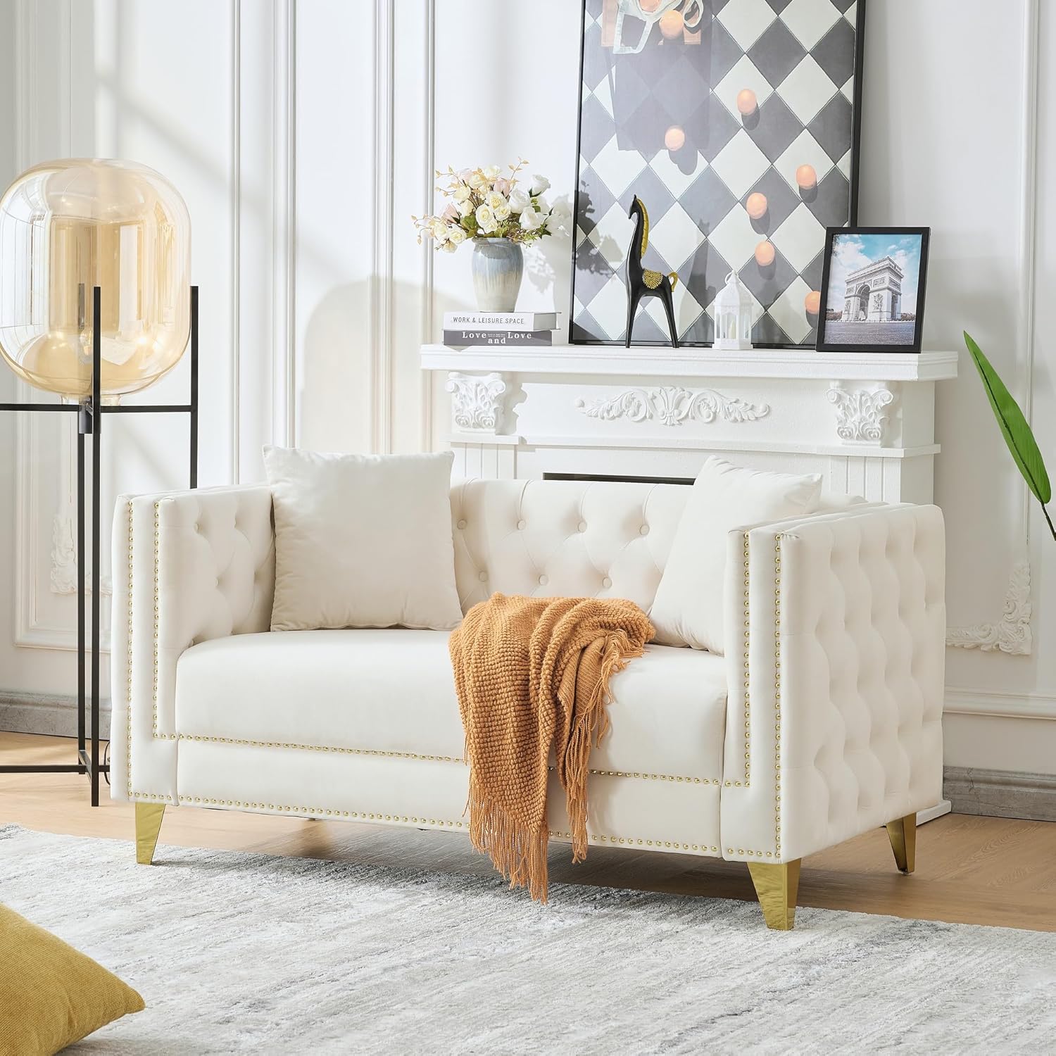 Elegant Velvet Nailhead Sofa – Stylish & Cozy 🛋️✨